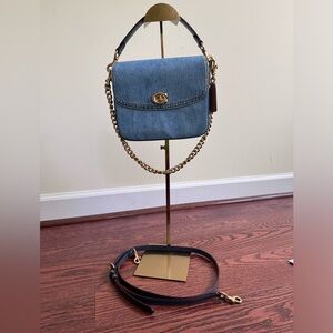 Coach Cassie 19 Denim Crossbody Bag Brass / Indigo Blue CR662 With 3 Straps